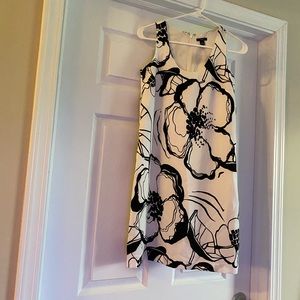 Ann Taylor Floral Black and White Shift Dress